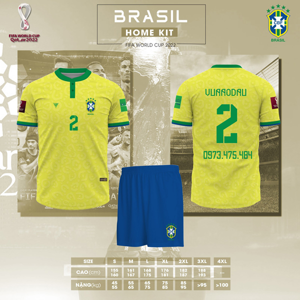 Áo Đấu Brazil World Cup 2022 Sân Nhà Cực Chất