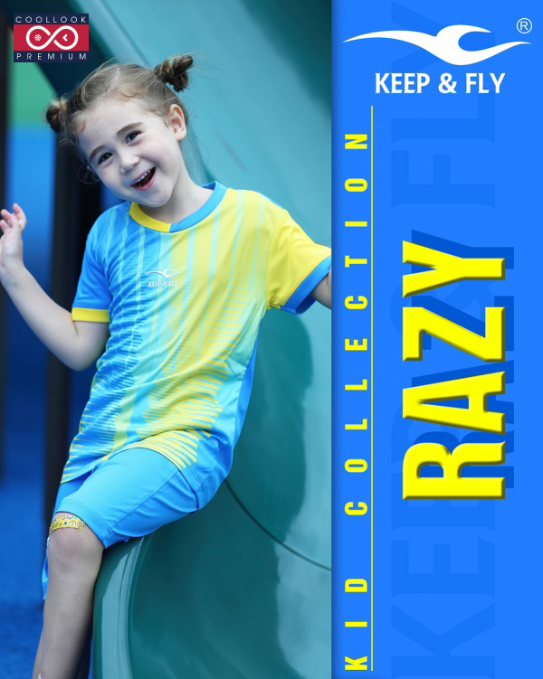 Bộ áo bóng đá Razy Kid xanh ya