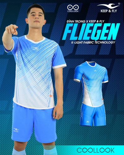 Bộ áo bóng đá Fliegen Xanh Ya