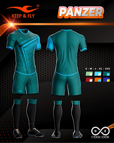 Bộ áo bóng đá Panzer Xanh Lông Công